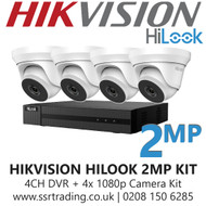 Hikvision HiLook 2MP CCTV Kit - 4 Channel DVR + 4x 40m IR Turret Cameras