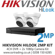 Hikvision HiLook 2MP CCTV Kit - 4 Channel DVR + 2x 40m IR Turret Cameras