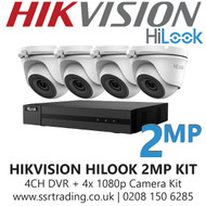 Hikvision HiLook 2MP CCTV Kit - 4 Channel DVR + 4x 20m IR Turret Cameras