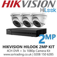 Hikvision HiLook 2MP CCTV Kit - 4 Channel DVR + 3x 20m IR Turret Cameras