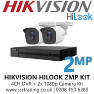 Hikvision HiLook 2MP CCTV Kit - 4 Channel DVR + 2x 40m IR Bullet Cameras