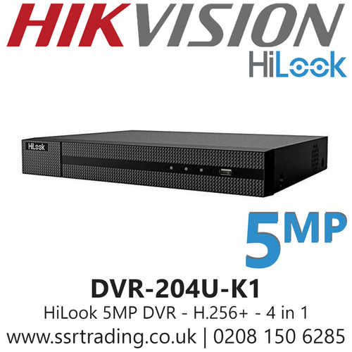 Hilook 5mp Cctv System 4ch Dvr (Dvr-204u-k1) Turbo Dome Hd Turret 4x