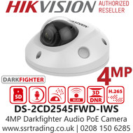 Hikvision 4MP Powered-by-DarkFighter Fixed Mini Dome Network Camera - DS-2CD2545FWD-IWS(2.8mm)