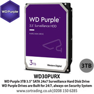 WD Purple WD30PURX 3TB 3.5" SATA 24x7 Surveillance Hard Disk Drive, WD Purple Drives are Built for 24/7, always-on Security System