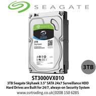 3TB Seagate Skyhawk Surveillance Hard Drive for CCTV DVRs NVRs & PC Desktop - ST3000VX010