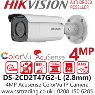 Hikvision 4MP Fixed Lens AcuSense ColorVu Bullet IP Network CCTV Camera - DS-2CD2T47G2-L