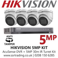 Hikvision CCTV System Kit 5MP Kit - 4CH DVR + 4x Anti Tamper Screw Turret Cameras