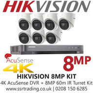 Hikvision CCTV System Kit - 8MP 4K Balun Kit - 8CH DVR + 7x  8MP White Turret Cameras