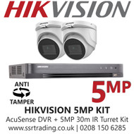 Hikvision CCTV System Kit - 5MP Kit - 4CH DVR + 2x Anti Tamper Screw Turret Cameras