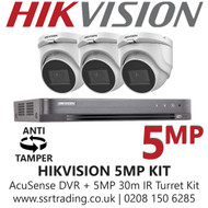 Hikvision CCTV System Kit - 5MP Kit - 4CH DVR + 3x Anti Tamper Screw Turret Cameras