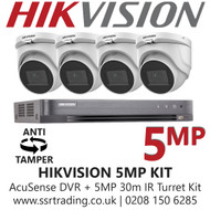 Hikvision CCTV System kit - 5MP Kit - 4CH DVR + 4x Anti Tamper Screw Turret Cameras