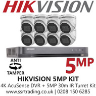 Hikvision CCTV System Kit - 5MP Kit - 8CH DVR + 8x Anti Tamper Screw Turret Cameras
