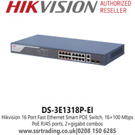 Hikvision 16 Port Fast Ethernet Smart POE Switch - DS-3E1318P-EI 