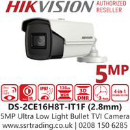 Hikvision 5MP Ultra Low Light Fixed Lens 4-in-1 TVI/AHD/CVI/CVBS Outdoor Bullet Camera with 30m IR Range - DS-2CE16H8T-IT1F (2.8mm)