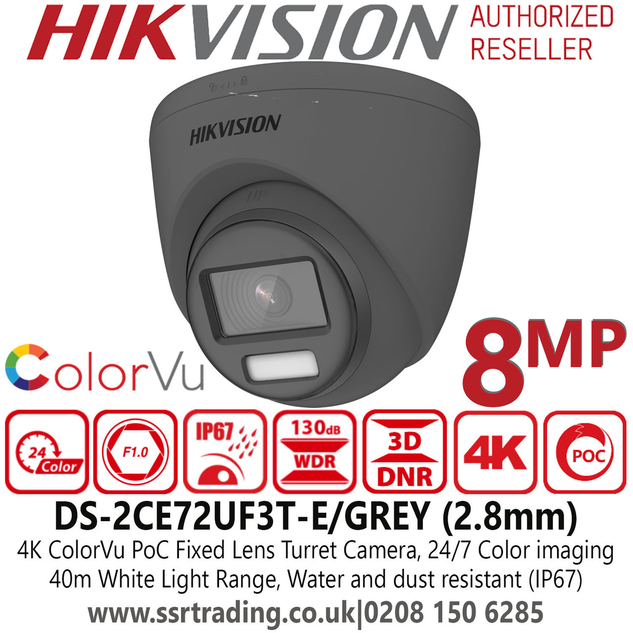 Hikvision HIKVISION COLORVU 4K SYSTEM POC CCTV 8MP DVR DS-2CE72UF3T-E FULL HD CAMERAS 2TB 