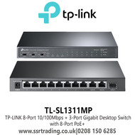 TP-LINK 8 Port 10/100Mbps + 3-Port Gigabit Desktop Switch with 8-Port PoE+ (TL-SL1311MP)