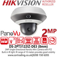 Hikvision DS-2PT3122IZ-DE3 (8mm) 2MP Single-Directional PanoVu Mini Camera with PTZ 