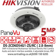 Hikvision DS-2CD6D54G1-ZS/RC 5MP Quad-Directional Varifocal PanoVu Network Camera 