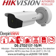 Hikvision Thermal Network Bullet Camera - Reliable temperature-anomaly alarm - DS-2TD2137-10/PI