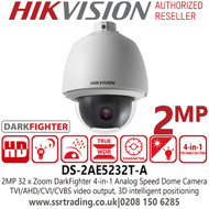 Hikvision DS-2AE5232T-A 2MP Darkfighter 4-in-1 TVI/AHD/CVI/CVBS Analog Speed Dome Camera with - 32× optical zoom, 16× digital zoom