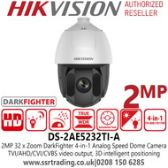 Hikvision DS-2AE5232TI-A 2MP Darkfighter 4-in-1 TVI/AHD/CVI/CVBS Analog Speed Dome Camera with - 32× optical zoom, 16× digital zoom 