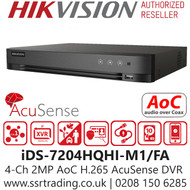 Hikvision 4 Channel 2MP AcuSense AoC (Audio via coaxial cable) H.265 Compression 1 SATA 4Ch DVR iDS-7204HQHI-M1/FA