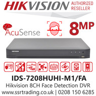 Hikvision 8 Channel 8MP AcuSense AoC (Audio via coaxial cable) Face Detection H.265 Compression 8Ch DVR IDS-7208HUHI-M1/FA