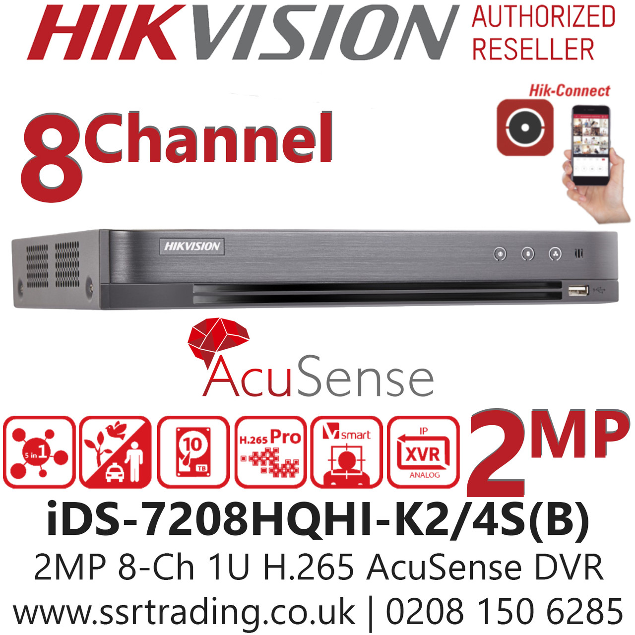 Hikvision 8 Channel 2mp Acusense Aoc Audio Via Coaxial Cable H 265 Pro Compression 2 Sata 8ch Dvr Ids 78hqhi K2 4s B Hikvision 8 Channel 2mp Acusense Aoc Audio Via Coaxial Cable H 265 Pro Compression 2 Sata 8ch Dvr Ids 78hqhi K2 4s B