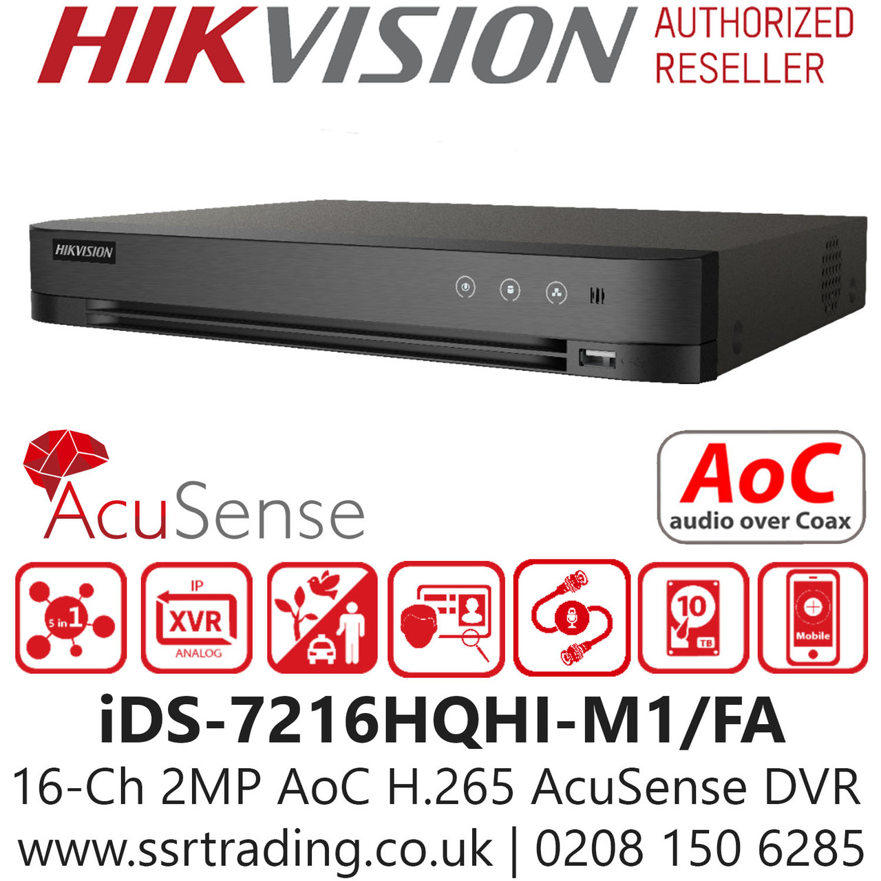 Hikvision 16 Channel 2mp Acusense Aoc Audio Via Coaxial Cable H 265 Compression 1 Sata 16ch Dvr Ids 7216hqhi M1 Fa Hikvision 16 Channel 2mp Acusense Aoc Audio Via Coaxial Cable H 265 Compression 1 Sata 16ch Dvr Ids 7216hqhi M1 Fa