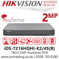 Hikvision 16 Channel 2MP AcuSense AoC DVR - iDS-7216HQHI-K2/4S(B)