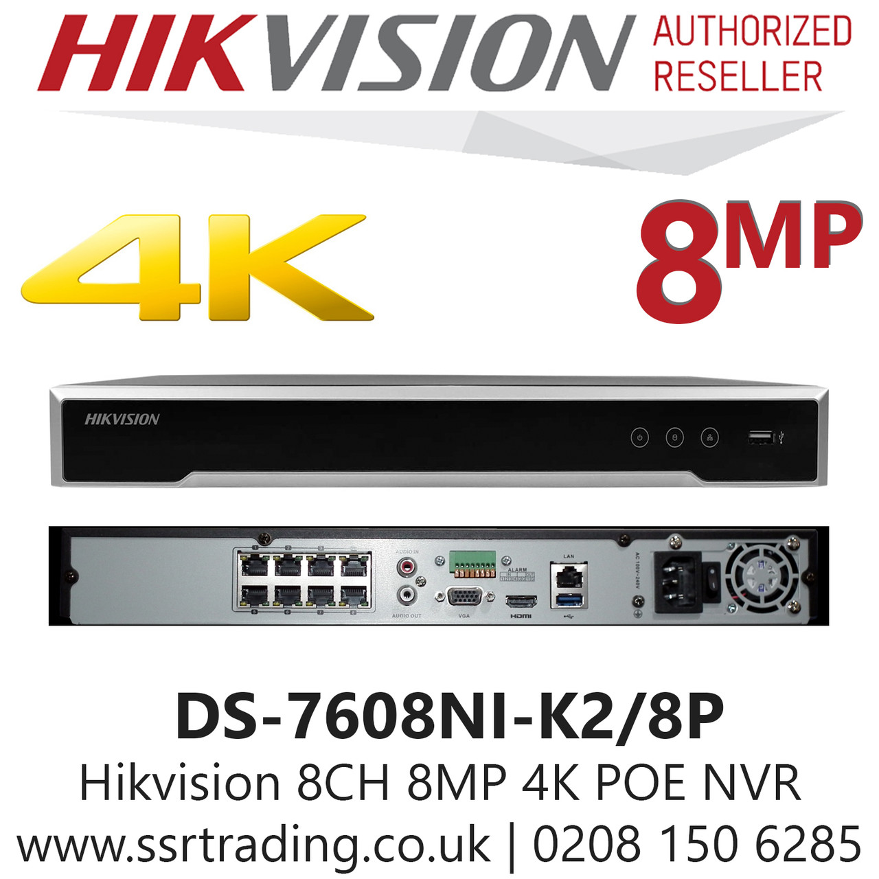 4K DS-7608NI-K2/8P NVR 8CH 4K 8PoE CCTV NVR Network Recorder Hikvision HIKVISION H.265 