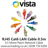 0.5m RJ45 LAN Cat6 Readymade Patch Cable in Multiple Colours