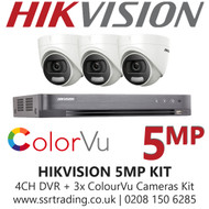 Hikvision 5MP Kit - 4CH DVR With 3x ColorVu Turret Cameras