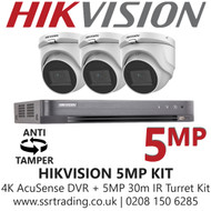 Hikvision 5MP Kit - 8CH DVR With 3x Anti Tamper Screw Turret Cameras