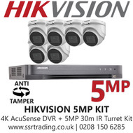 Hikvision 5MP Kit - 8CH DVR With 6x Anti Tamper Screw Turret Cameras