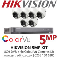 Hikvision 5MP Kit - 8CH DVR With 6x ColorVu Turret Cameras