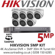 Hikvision 5MP Kit - 8CH DVR With 7x Anti Tamper Screw Turret Cameras