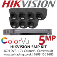 Hikvision 5MP Kit - 8CH DVR With 7x Grey ColorVu Turret Cameras