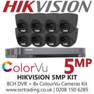 Hikvision 5MP Kit - 8CH DVR With 8x Grey ColorVu Turret Cameras