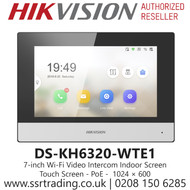 Hikvision 7-inch  Wi-Fi  Video Intercom Indoor Station Touch Screen - DS-KH6320-WTE1 