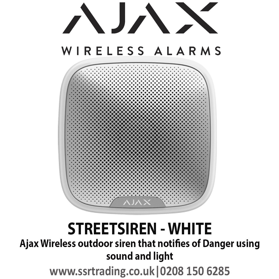 Ajax Wireless outdoor siren that notifies of danger using sound and light STREETSIREN WHITE