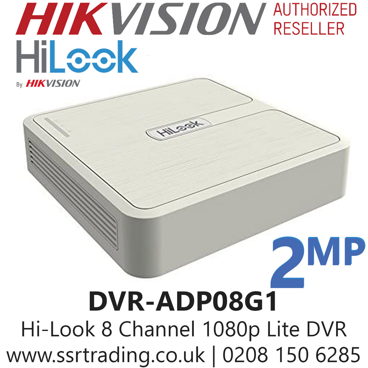 HiLook 8 Channel 8CH 1080p 2MP DVR ADP08G1 / DVR108GF1