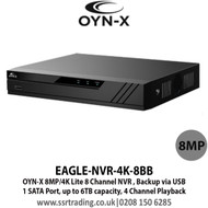OYN-X 8 Channel 8CH 8MP HDMI 4K H.265 NVR