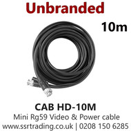 Pre Made 10M HD BNC RG59 2 Core Video Power Coax Cable  (CAB HD-10M )