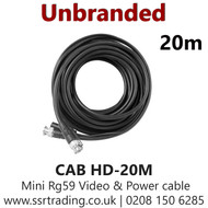 Pre Made 20M HD BNC RG59 2 Core Video Power Coax Cable (CAB HD-20M )