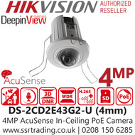 Hikvision 4MP AcuSense in-ceiling mini Dome Network PoE Camera - Built in microphone - DS-2CD2E43G2-U (4mm)