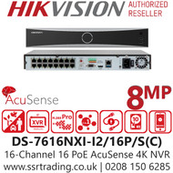 Hikvision 16 Channel 16 PoE AcuSense 4K NVR - DS-7616NXI-I2/16P/S ( C)