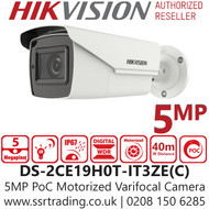 Hikvision 5MP PoC Outdoor Bullet Camera - 2.7-13.5mm Motorized Varifocal Lens - 40m IR Distance - DS-2CE19H0T-IT3ZE(C)
