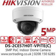 Hikvision 5MP PoC Indoor Vandal Dome Camera - 2.8mm Fixed Lens - 20m IR Distance - DS-2CE57H0T-VPITE( C)