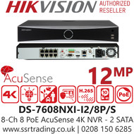 Hikvision 8 Channel 8 PoE AcuSense 2 SATA 4K NVR - DS-7608NXI-I2/8P/S( C)